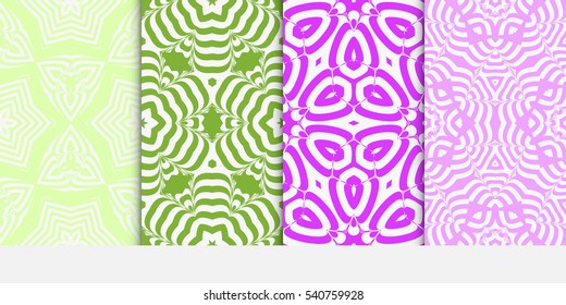 set of floral ornament. seamless vector pattern. purple, green color. interior decoration, wallpaper, invitation, fashion design