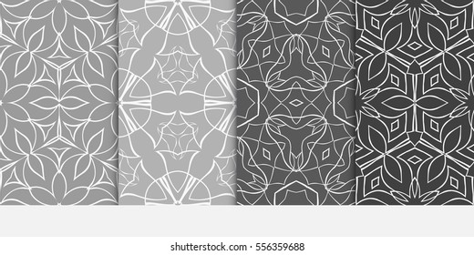 set of floral ornament. seamless vector pattern. interior decoration, wallpaper, invitation, fashion design. grey color.
