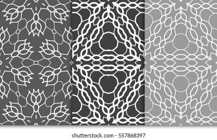 set of floral ornament. seamless vector pattern. interior decoration, wallpaper, invitation, fashion design. grey color