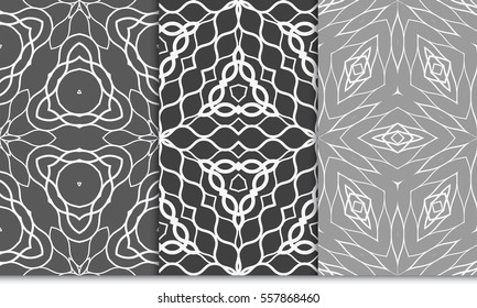 set of floral ornament. seamless vector pattern. interior decoration, wallpaper, invitation, fashion design. grey color