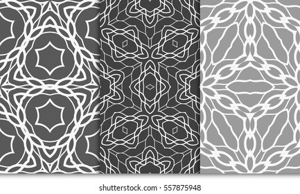 set of floral ornament. seamless vector pattern. interior decoration, wallpaper, invitation, fashion design. grey color