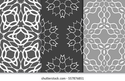 set of floral ornament. seamless vector pattern. interior decoration, wallpaper, invitation, fashion design. grey color