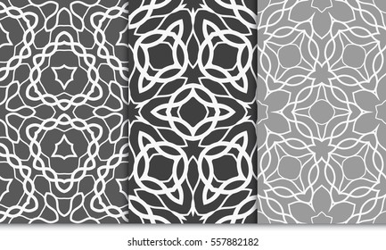 set of floral ornament. seamless vector pattern. interior decoration, wallpaper, invitation, fashion design. grey color