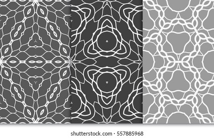 set of floral ornament. seamless vector pattern. interior decoration, wallpaper, invitation, fashion design. grey color