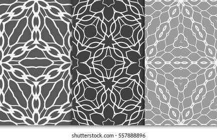 set of floral ornament. seamless vector pattern. interior decoration, wallpaper, invitation, fashion design. grey color