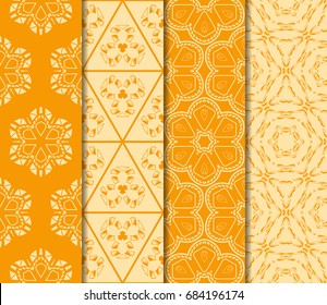 set of floral ornament. seamless vector pattern. interior decoration, wallpaper, invitation, fashion design. orange color
