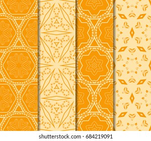 set of floral ornament. seamless vector pattern. interior decoration, wallpaper, invitation, fashion design. orange color