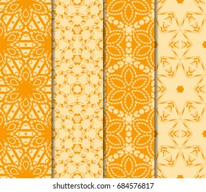 set of floral ornament. seamless vector pattern. interior decoration, wallpaper, invitation, fashion design. orange color