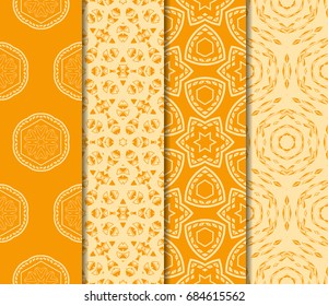 set of floral ornament. seamless vector pattern. interior decoration, wallpaper, invitation, fashion design. orange color