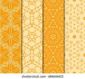 set of floral ornament. seamless vector pattern. interior decoration, wallpaper, invitation, fashion design. orange color