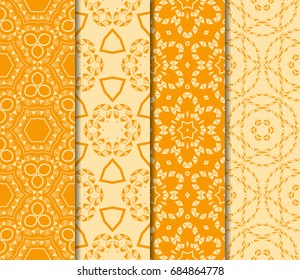 set of floral ornament. seamless vector pattern. interior decoration, wallpaper, invitation, fashion design. orange color
