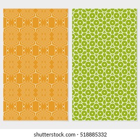 set of floral ornament for your greeting cards. green, orange color. vector illustration.