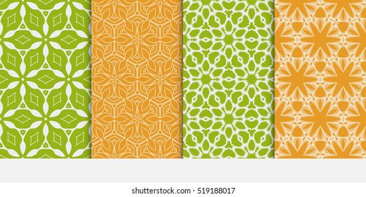 set of floral ornament for your greeting cards. green, orange color. vector illustration.