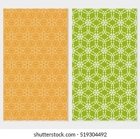 set of floral ornament for your greeting cards. green, orange color. vector illustration.