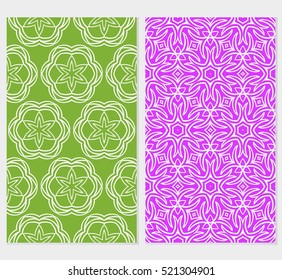 set of floral ornament for your greeting cards. green, purple color. vector illustration.