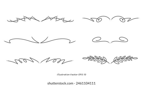 Set Floral ornamental doodle dividers, vintage hand drawn ,Hand drawn design elements , Flat Modern design isolated on white background ,Vector illustration EPS 10