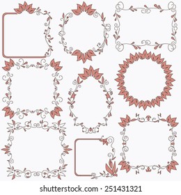 Set of floral ornamental frames
