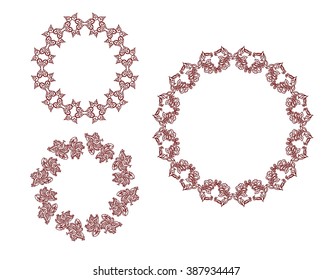 Set of floral ornamental frames. Vector monogram for logo design. Line art.
