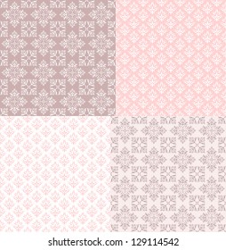 Set floral ornamental patterns. Vector illustration.