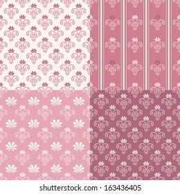 Set floral ornamental patterns. Vector illustration.
