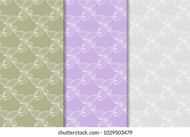 Set of floral ornaments. Colored seamless patterns. Wallpaper backgrounds