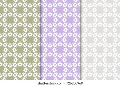 Set of floral ornaments. Colored vertical seamless patterns