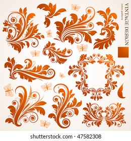 Set of floral ornaments for design