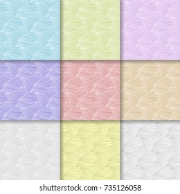 Set of floral ornaments. Multi colored seamless patterns for wallpapers and fabric. Vector illustration