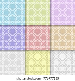 Set of floral ornaments. Multi colored seamless patterns for wallpapers and fabric. Vector illustration