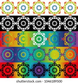 Set of floral ornaments. Round pattern for napkins and tablecloths.