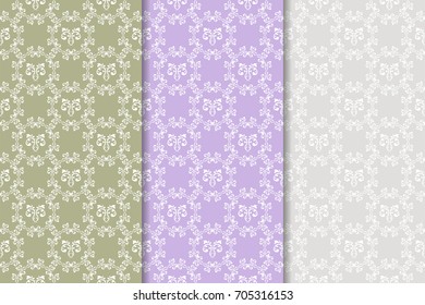 Set of floral ornaments. Vertical seamless patterns. Wallpaper backgrounds