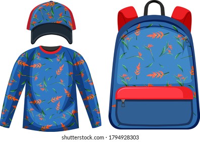 Set of floral outfit illustration