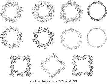A set of floral pattern frame clipart vector illustration 