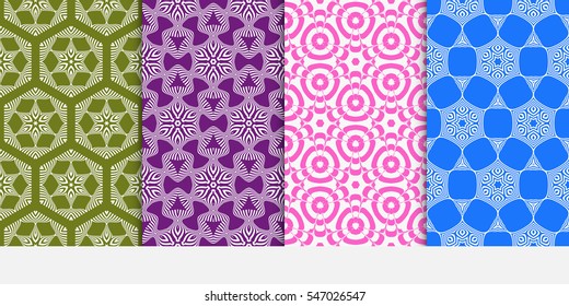 set of floral pattern of geometric elements. seamless pattern. vector illustration.