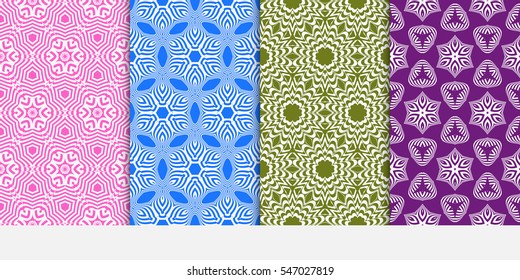 set of floral pattern of geometric elements. seamless pattern. vector illustration.