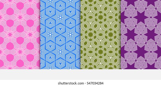 set of floral pattern of geometric elements. seamless pattern. vector illustration.