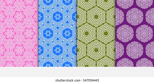 set of floral pattern of geometric elements. seamless pattern. vector illustration.