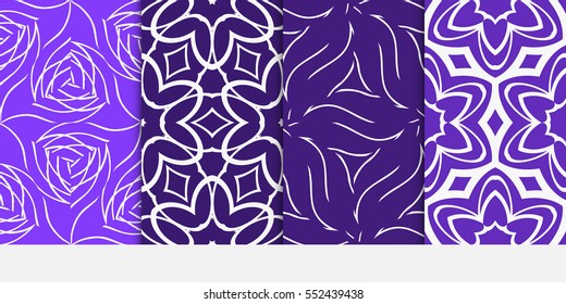 set of floral pattern of geometric elements. seamless pattern. purple color. vector illustration. design for printing, presentation, textile industry.