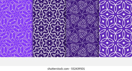 set of floral pattern of geometric elements. seamless pattern. purple color. vector illustration. design for printing, presentation, textile industry.
