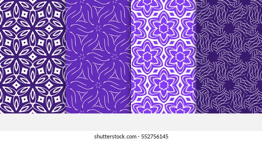 set of floral pattern of geometric elements. seamless pattern. purple color. vector illustration. design for printing, presentation, textile industry.