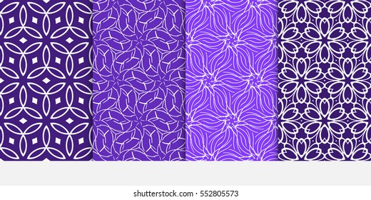 set of floral pattern of geometric elements. seamless pattern. purple color. vector illustration. design for printing, presentation, textile industry.