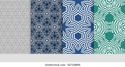 set of floral pattern of geometric shape. seamless pattern. vector illustration. design for printing, presentation, textile industry.