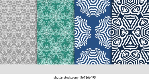 set of floral pattern of geometric shape. seamless pattern. vector illustration. design for printing, presentation, textile industry.