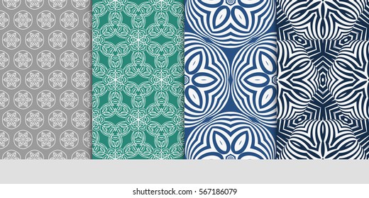 set of floral pattern of geometric shape. seamless pattern. vector illustration. design for printing, presentation, textile industry.