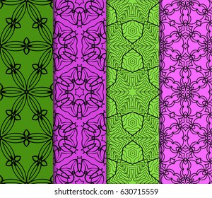 set of floral pattern of geometric shape. seamless pattern. vector illustration. design for printing, presentation, textile industry.