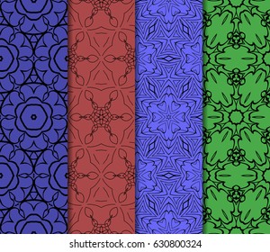 set of floral pattern of geometric shape. seamless pattern. vector illustration. design for printing, presentation, textile industry.