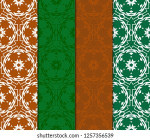 Set Of Floral Pattern. Seamless Ornament. Arabesque. Vector Illustration. For Design, Invitation Wedding, Valentine's, Background, Wallpaper.