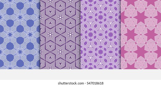 set of floral pattern. Seamless ornament. Arabesque. vector illustration. purple color. for design, invitation wedding, valentine's, background, wallpaper