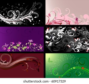 set of floral patterns backgrounds