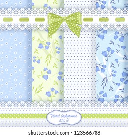 Set floral patterns and borders. Vector.